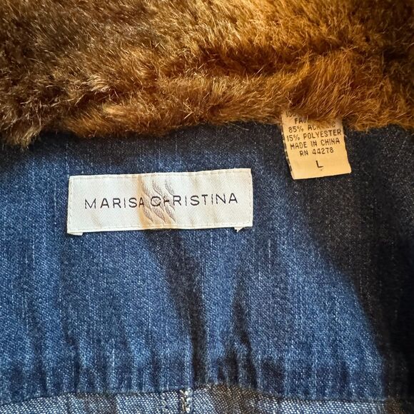Marisa Christina | Vintage Fur Trim Denim Jean Jacket Size Large - Picture 9 of 12